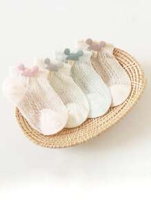 4 أزواج من جوارب أطفال شبكية مطبوع عليها شخصية ميكي ماوس الكرتونية، قابلة للتنفس، مناسبة للصيف