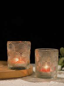 14 piezas de portavelas de vidrio pulidos - Portavelas para velas de té para el Día de San Valentín, boda, decoración del hogar y fiestas nocturnas