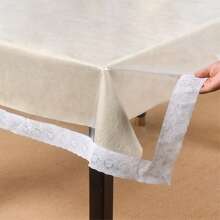 1 pieza Mantel de plástico rectangular transparente con ribete de encaje, resistente al agua y al aceite, cubierta de mesa de vinilo para protección en picnics o fiestas, resistente a manchas y polvo, se ajusta a mesas de comedor rectangulares