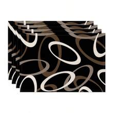 1pc/4pcs/6pcs Daily Decorative Placemat, Black And White Geometric Linen Placemats, Dirt-Resistant Mats, Suitable For Home, Dining Room And Restaurant, Tabletop Decor, Home Goods