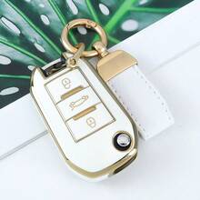 TPU Soft Key Fob Cover Case Compatible With Peugeot 3-Button Folding Car Key, Fits Models 208, 308, 408, C3, C4, Anti-Drop And Dust-Proof, Elegant High-End Key Holder, Suitable For Women - Big Keychain - View 6