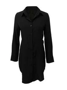 European And American Women's Fashion Loose Slit Long Sleeved Thin Mid Length Shirt - 黑色 - 查看 2
