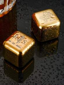 Customized 304 Stainless Steel Reusable Ice Cubes For Fast Cooling Wine And Whiskey, Bar Cocktail Whiskey Beer Beverage Ice Stones Gift Set. Engraved Whiskey Stone Set, Gifts For Him, Home Bar Supplies, Drink Stones, Gifts For Drinkers, Christmas Gifts For Him, Gift For Father,Wedding Essentials - Silver - View 3