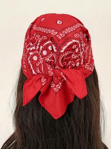 1pc Fashionable Versatile Printed Large Square Scarf/ Women Bandana, Suitable For All Seasons - 07-red - View 3