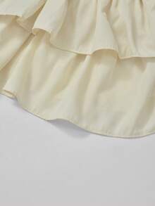 Summer Casual Solid Color Ruffle Hem Slip Camisole - Apricot - View 6