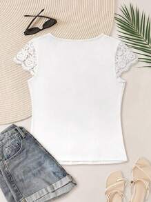 Top casual a maglia a maniche corte con taglio casual per donne, adatto per l'estate