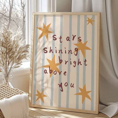Stars Bright Above You Print, Star Nursery Print, Illustration Wall Art, Nursery Wall Art, Boho Nursery Decor, Kids Room, Cute Art, No Frame