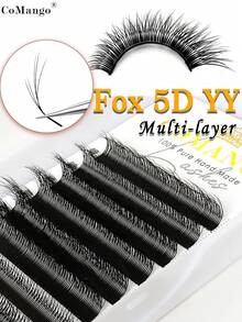 Bộ nối mi Fox 5D hình chữ Y 12 hàng, độ cong C/D, sợi mi mỏng 0.07mm, chùm mi mắt mèo 8-13mm, mi mềm mại tự nhiên, chùm mi trang điểm, chùm mi, mi giả. - Nhiều màu - Xem 8