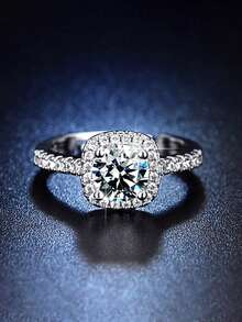 1 件镀白金水钻镶嵌鸽子蛋戒指，时尚浪漫订婚戒指，情人节礼物，女士水钻和方晶锆石镶嵌戒指，妈妈，母亲，母亲节，礼物 - 彩色 - 查看 3