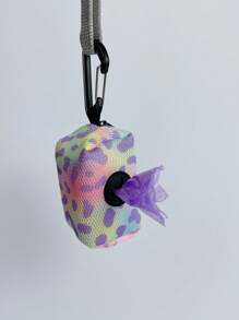 1pc Pet Walking Printed Trash Bag Dispenser, Fashion Dog Poop Clean-Up Bags, Leash Clip On Waste Bag Holder