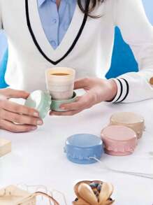 1pc 130ml Reusable Compact Travel Collapsible Cup, Portable Wheat Straw Cup, Retractable Cup For Travel, Students, Office, Creative Folding Plastic Cup With Random Color Lanyard