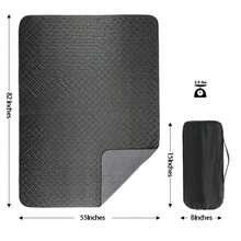 1pc Outdoor Products Polar Fleece Polyester Camping Blanket Waterproof Thickened Portable Picnic Mat Moisture-Proof Machine Washable Black - Black - View 3