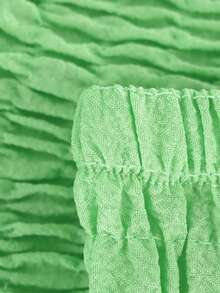 HN311 Elegant Smocked Bandeau Top & Flowy High-Waist Pants Set - Perfect For Vacation & Beach - màu xanh lá - Xem 5