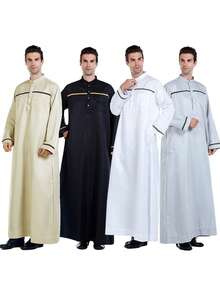 1 件男士中东阿拉伯皇家风格轻薄透明雪纺刺绣串珠奢华长袍 - 男人奢華外披 - 查看 1