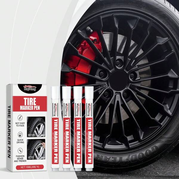 Bolígrafo marcador de la banda de rodadura del neumático automotriz, pintura para neumáticos de base de aceite, resistente a la decoloración, pintura creativa DIY para neumáticos