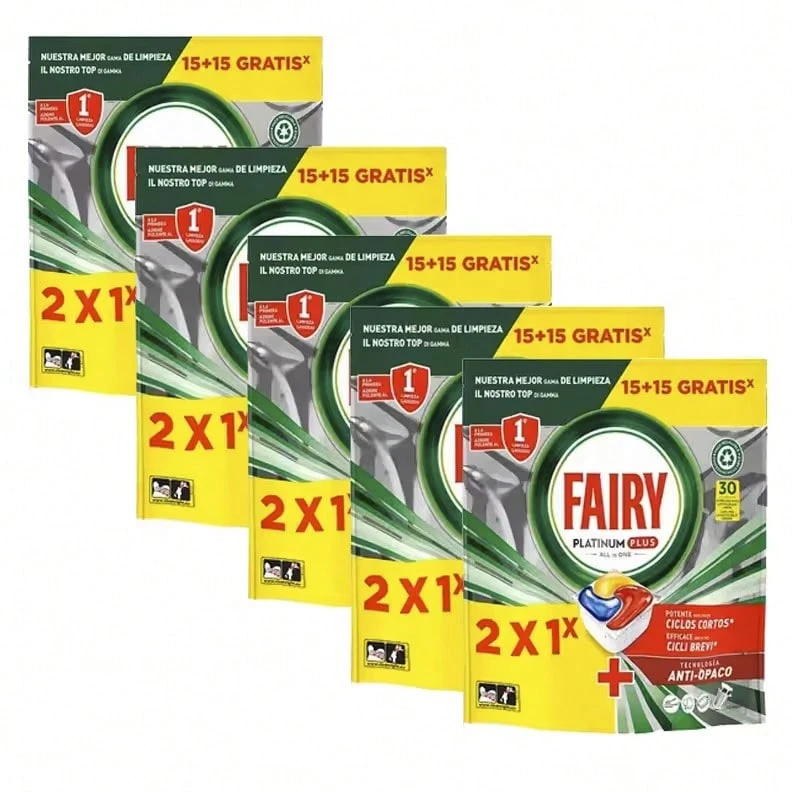 ✅ Entrega 24/72h Fairy Platinum Plus All in One 150 Pastillas Lavavajillas, Pack Ahorro 2x1, en total 150 Capsulas, Limpieza Profunda y Extra Brillo, Fragancia Limon - limon - Ver 1