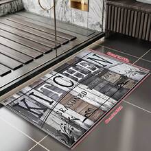 1pc Wood Grain Country Kitchen Mat - Non-Slip Polyester Rectangular Carpet, Suitable For Home Decor, Retro Kitchen Decor, Durable Floor Mat, Kitchen Rug Bathroom Decor Summer - Multicolor - View 5