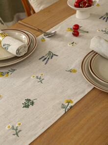 1pc Wheat Ear Embroidery Tassels Pointed Table Runner, Fresh Pastoral Style Embroidered Pointed Table Runner With Tassel Ball, Suitable For Birthday Party, Wedding, Party, Home Dining Table, TV Cabinet, Coffee Table, Living Room, Bedroom And Other Home Decor, Family Gathering Decor, Dining Table Decor, Aesthetic Room Decor - Multicolor - View 5