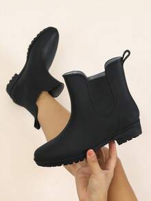 Fashionable Cute Rain Boots For Women, Korean Style Outdoor Waterproof Non-Slip Jelly Shoes, Soft Bottom Comfortable Rain Boots - Black - View 5