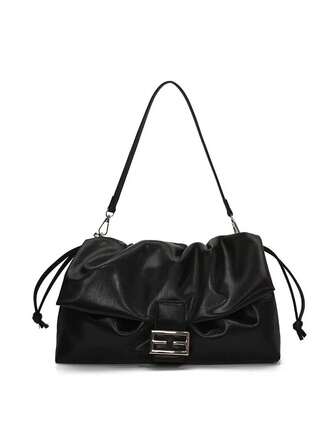 纯色PU抽绳腋下包，时尚搭扣单肩包，日常通勤斜挎包，适合外出逛街日常生活通勤