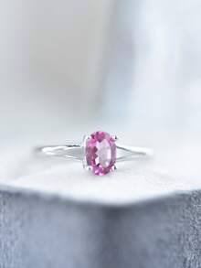 ITSMOS Natural Pink Topaz Rings Genuine Solid S925 Sterling Silver Bands Simple Diamond Dainty Fine Jewelry For Women Gift