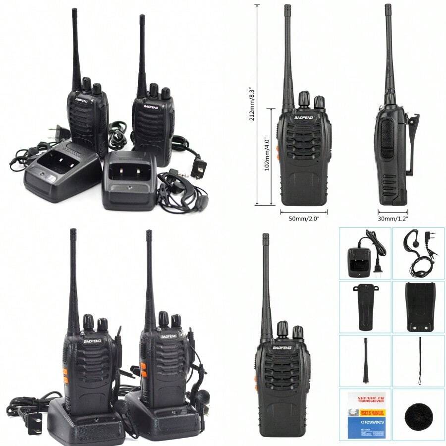 2pcs Baofeng BF888S Long Range Two Way Radio Walkie Talkie Set W Earpieces - 如圖 - 查看 1