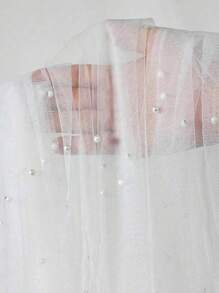 1Pc White Pearl Tulle Decorative Tablecloth,Boho Rustic Cheese Cloth Table Runner For Baby Shower Decoration Wedding Easter Summer Table Runner Baby Shower Family Decorations Gifts