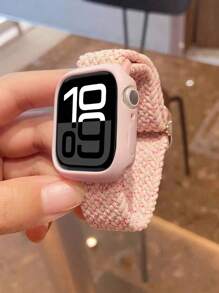 1 peça Pulseira de Apple Watch Tecida com Estampa Floral Miúda + 1 peça Capa de Silicone Adequada para Novo Apple Watch S10, Compatível com Apple Watch 9, 8, 7, 6, 5, 4, SE