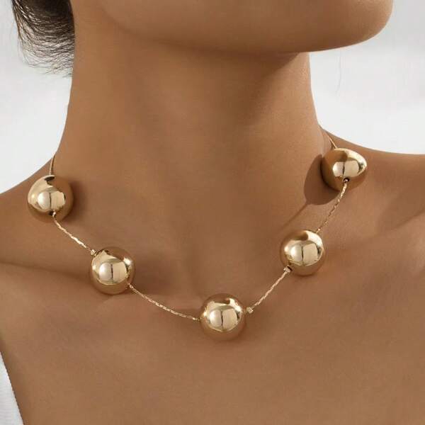 1pc Fashionable Minimalist Elegant Bead Decor Clavicle Chain Necklace For Women, Suitable For Daily & Festive Wear, Gift For Friends