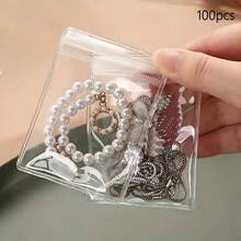 30/100 piezas Bolsas transparentes de PVC autosellantes, adecuadas para joyería - a prueba de polvo y anti-oxidación, bolsas de almacenamiento para aretes, anillos, pulseras - transparente - Ver 16