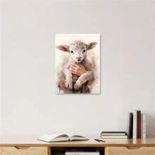 1pc Inspirational Canvas Painting - Jesus Gently Holding A Lamb, Biblical Artwork In Elegant , Ready-To-Hang Wall Decor For Living Room, Church, Classroom, Or Office, Perfect For Spiritual And Serene Spaces, No Frame