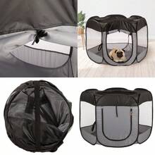 Productos para mascotas Parque de juegos portátil mediano de malla para perros y gatos, negro - espliego - Ver 1