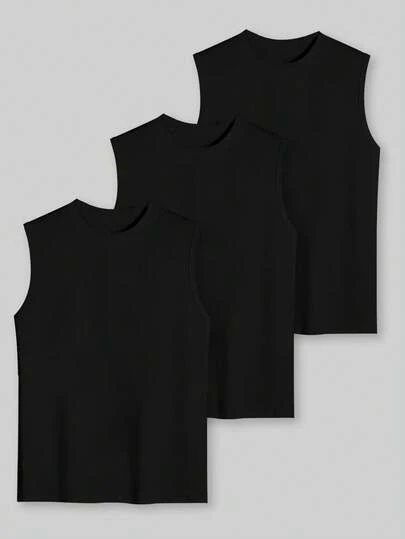 加大码男士休闲上衣套装 1XL-6XL，夏季无袖上衣三件套