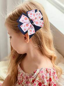 2pcs Girls Floral & Candy Print Fashion Spring/Summer Handmade Woven Butterfly Clips, Suitable For Everyday Use - Multicolor - View 5