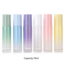 6PCS Glass Roller Bottles 10ml Gradual Change Colourful Roller Ball Bottle,Perfume Massage Roller Ball Bottle,Essential Oil Bottles,Matte Glass Bottle Perfect For Aromatherapy, Fragrance, Perfume(Ball Material Random)