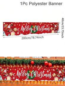1 件大型圣诞快乐横幅，40*200 厘米涤纶红色圣诞户外横幅，圣诞装饰品 2024 适用于家居装饰圣诞节户外和室内悬挂装饰节日圣诞节假期派对装饰用品，圣诞节 - 彩色 - 查看 3