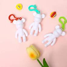 Juego de 1/3 piezas Oso de fluido Graffiti DIY, llavero de oso de fluido de dibujos animados, materiales de artesanía DIY, juguetes en blanco de graffiti pintados a mano, adecuado como obsequio de fiesta, recompensa en el aula, accesorio colgante (color de accesorio aleatorio), Regreso a la escuela, Útiles escolares