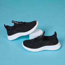 Tenis Deportivos   Marca Andrea Para Mujer Diseño Ligero Con Agujetas Suela Blanca Modelo En Textil En Color Negro - Negro - Ver 2