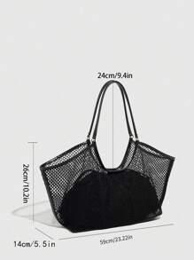 Set de 2 piezas de moda para mujer, nueva bolsa de malla de verano, bolsa de gran capacidad, bolsa de hombro versátil, bolso, bolso madre-hija, cartera de señora
