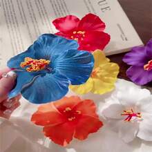 1 件可爱芙蓉花夏威夷海滩头饰，波西米亚鸡蛋花发夹，夏季度假风格爪夹发夹发夹 - 黃色 - 查看 3