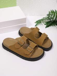 Summer Thick Sole Strap Buckle Sandals, Soft-Soled Slippers For Beach Wear - Brown - View 8
