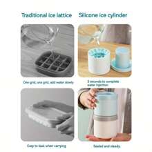 1 Pc Pink Silicone Portable Ice Mold, Easy Release Silicone Ice Cube Mold, Holds Up Pinch Cup Ice Bucket Circular Silicone Ice Cube Mold Ice Storage Box Easy To Peel Off Ice Maker Cylinder Ice Making Machine