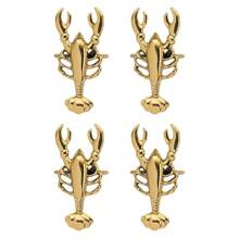 4pcs/Set Vintage Gold Seashell, Starfish, Seahorse & Lobster Sea Life Series Napkin Rings, Table Decor