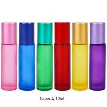 6PCS Glass Roller Bottles 10ml Gradual Change Colourful Roller Ball Bottle,Perfume Massage Roller Ball Bottle,Essential Oil Bottles,Matte Glass Bottle Perfect For Aromatherapy, Fragrance, Perfume(Ball Material Random)