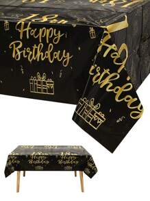 1 pezzo Tovaglia monouso nera e dorata con tema per 18°, 21°, 30°, 40°, 50°, 60°, 70° compleanno per decorazione di feste, raduni, Natale