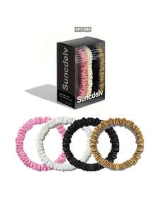 SUNCDELV SLIK 100% 纯真丝纯色发圈，高品质发绳（22毫米），女士发饰马尾辫发圈，适合节日、旅行、生日等场合。 - 彩色 - 查看 8