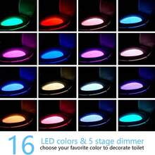 Toilet Night Light , Motion Sensor Activated LED Lamp, Fun 8/16Colors Changing Bathroom Nightlight Add On Toilet Bowl Seat, Perfect Decorating Gadget For Dad Adults Kids Toddler-Battery Not Included - Multicolor - View 8