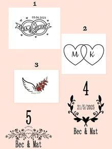 Custom Tattoo Phrases Custom Temporary Tattoos Fake Tattoos Personalized Gifts Custom Names, Luxury Personalized Wedding Temporary Tattoos - Custom Bride And Groom Names And Dates - Elegant Floral Design Versatile, Decorative, Lettering, Exquisite, Fashion, Vintage, Unique, Custom, Personalized, Custom, Ideal Gift For Her, Girlfriend, Her, Grandparents, Anniversary, Wedding - Multicolor - View 4