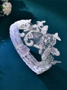 1pc Lace Trim Garter Belt, Bridal Wedding Accessory,For Wedding Party Dress - White Lace - View 6