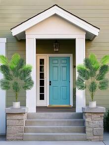 1PC仿真植物人造热带植物室内外适合家庭办公室桌子厨房浴室门装饰 - 18頭-綠植-01 - 查看 1